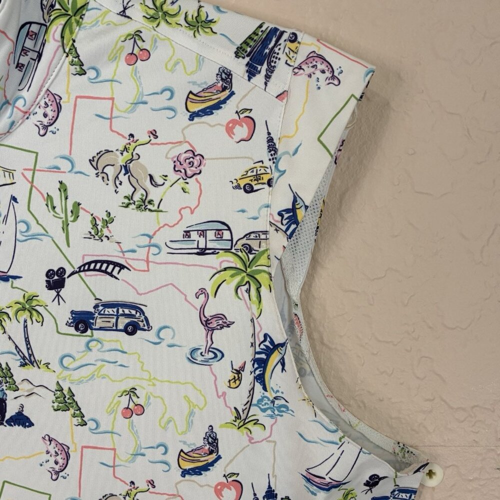 San Soleil Golf Polo Womens XL Florida Texas California Graphic White Sleeveless - Picture 5 of 8